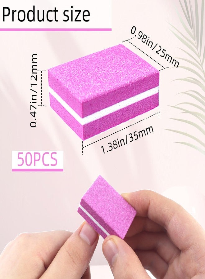 TKYZMS 50Pcs Pink Sponge Nail Buffers,100/180 Grit Mini Nail Files,Mini Buffer Block Nail File for Acrylic & Natural Nails,Double-Sided Buffing Blocks for Manicure & Pedicure, Salon & Home Use - Image 4